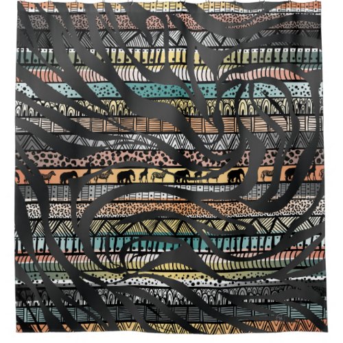 Trendy Tribal African Pattern Zebra Print Shower Curtain