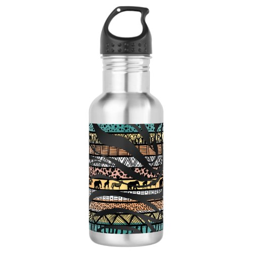 Trendy Tribal African Pattern Zebra Print Stainless Steel Water Bottle