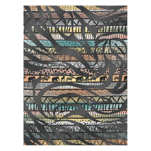Trendy Tribal African Pattern Zebra Print Tablecloth