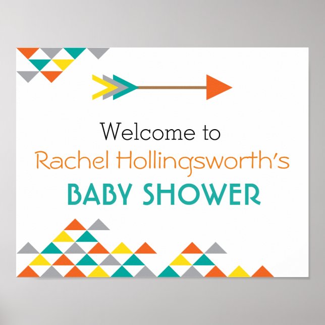 Trendy Tribal & Arrow Baby Shower Welcome Poster (Front)