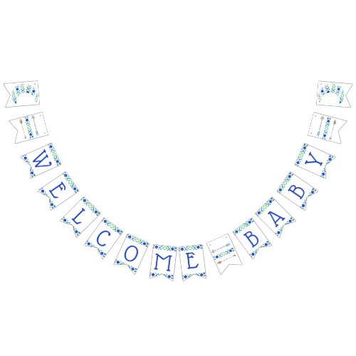 Trendy Tribal Boho Welcome Baby Shower Bunting Flags