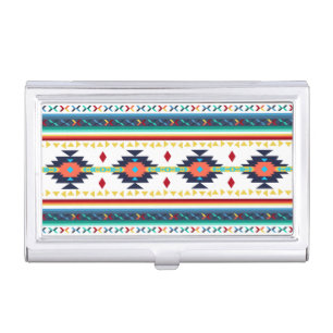 trendy tribal ethnic geometric pattern business card holder
