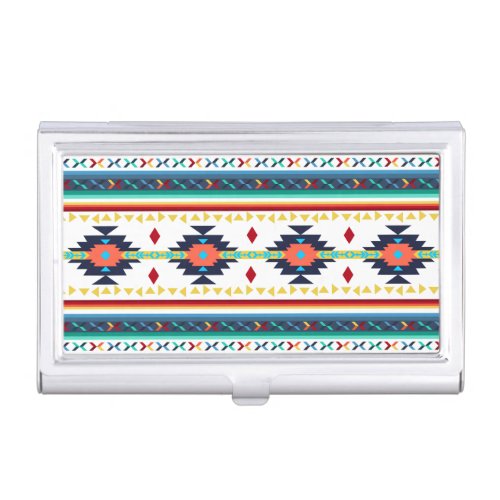 trendy tribal ethnic geometric pattern business card holder