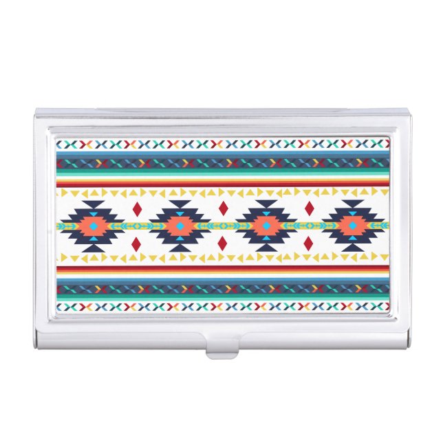 trendy tribal ethnic geometric pattern business card holder (Front)