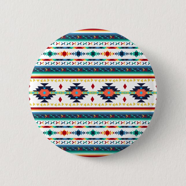 trendy tribal ethnic geometric pattern button (Front)