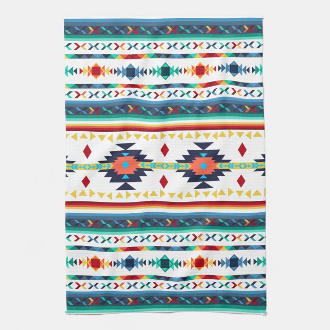 trendy tribal ethnic geometric pattern kitchen towel (Vertical)