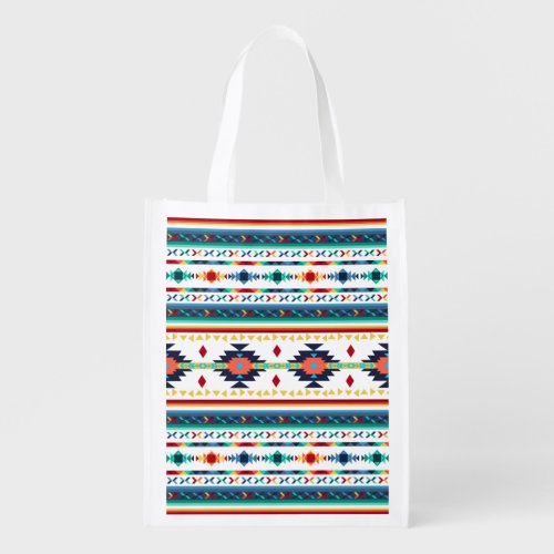 trendy tribal ethnic geometric pattern reusable grocery bag