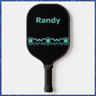 Trendy Tribal Geometric Turquoise and Black Pickleball Paddle
