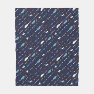 Trendy Tribal Moose & Feathered Arrow Personalized Fleece Blanket