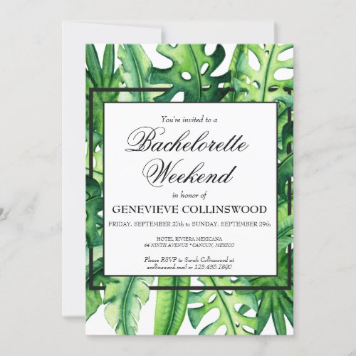 Trendy Tropical Bachelorette Weekend  Itinerary Invitation