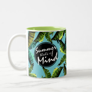Trendy Tropical Banana Leaves Summer State of Mind Two-Tone Coffee Mug