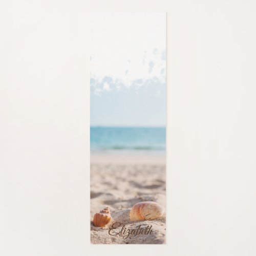 Trendy Tropical Beach Sand Seashells Yoga Mat