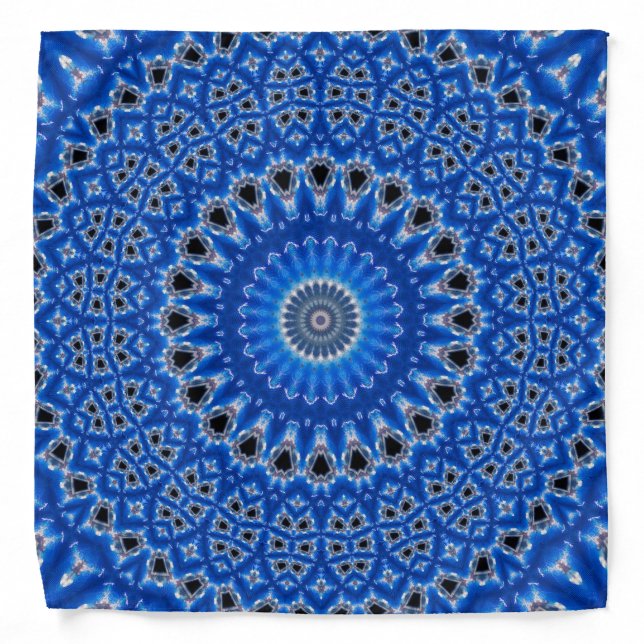 Trendy Tropical Bohemian Boho Blue Bandana (Front)