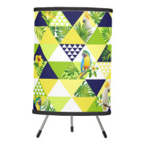 Trendy Tropical Cockatoo Parrot Floral Geometric Tripod Lamp