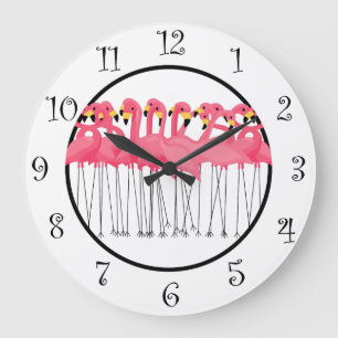 Trendy Tropical Flamingo Kitchen Clocks