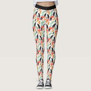 Trendy Tropical Flamingo Pattern Leggings