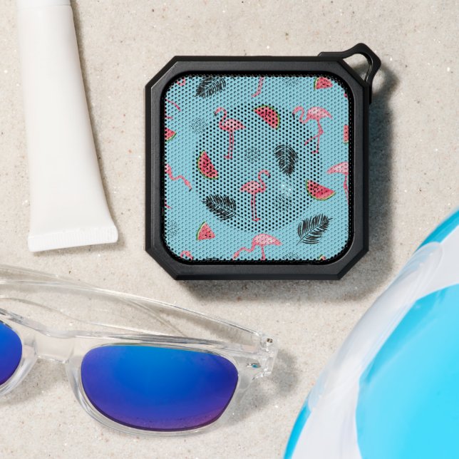 Trendy Tropical Flamingo & Watermelon Pattern Bluetooth Speaker (Insitu(Beach))