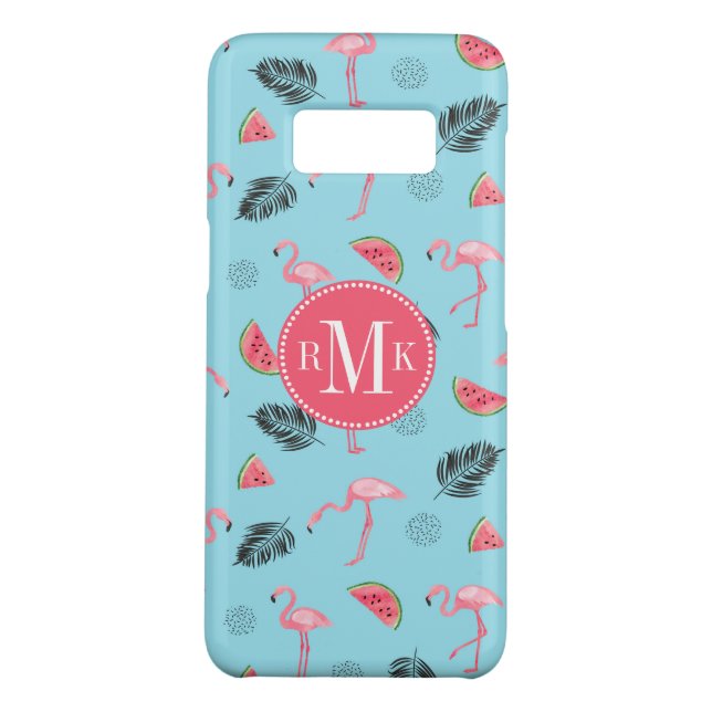 Trendy Tropical Flamingo & Watermelon Pattern Case-Mate Samsung Galaxy Case (Back)