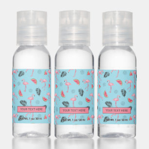 Trendy Tropical Flamingo & Watermelon Pattern Hand Sanitizer