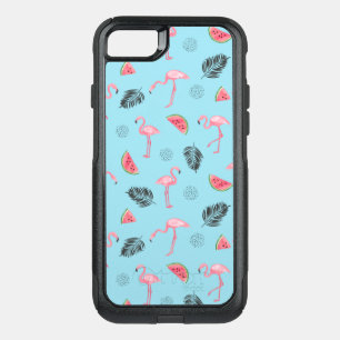 Trendy Tropical Flamingo & Watermelon Pattern OtterBox Commuter iPhone SE/8/7 Case