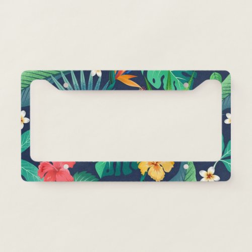 Trendy Tropical Floral Auto Accessories License Plate Frame