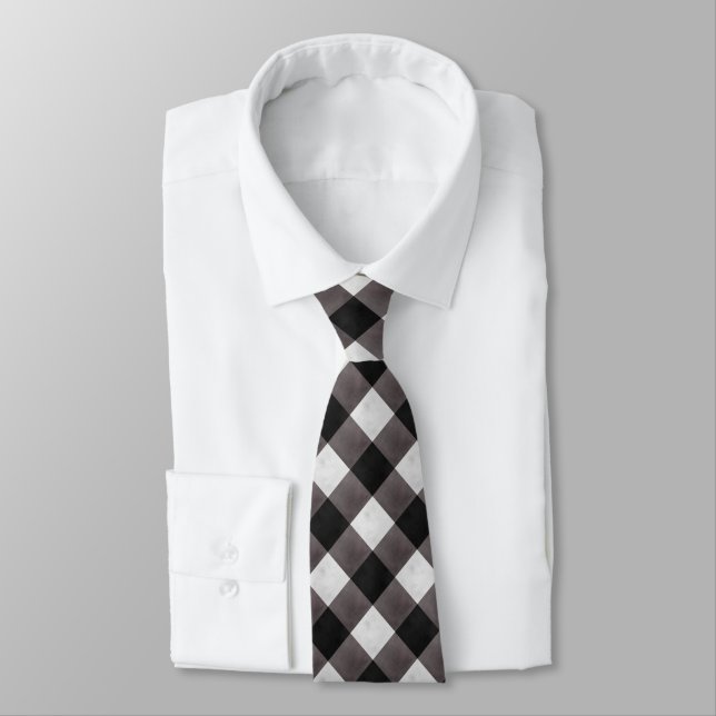 Trendy Tropical Foliage Green Leaves Pattern Neck Tie (Tied)