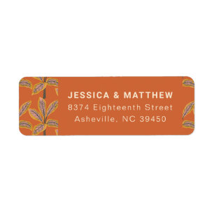 Trendy Tropical Palm Trees Orange Return Address Label