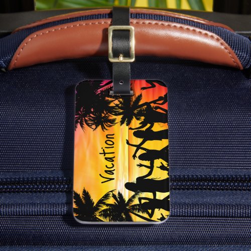 Trendy Tropical Palm Trees Vacation Luggage Tags