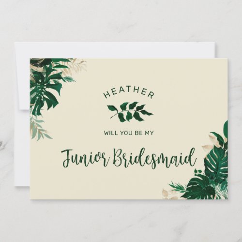 Trendy Tropical Theme Jr Bridesmaid Proposal Card