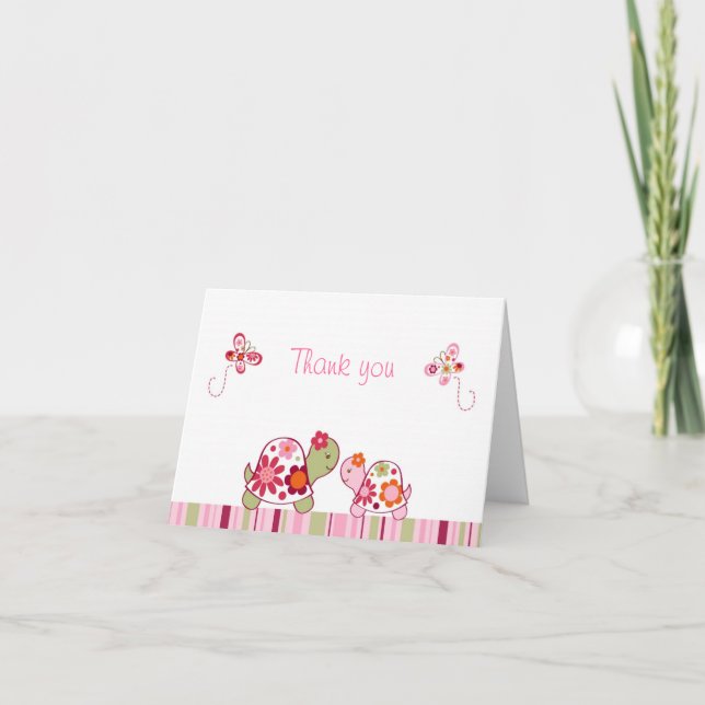 Trendy Tropical Turtle Thank You Note Cards (Front)