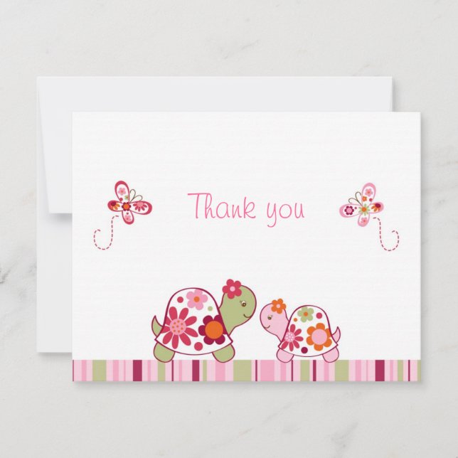Trendy Tropical Turtle Thank You Note Cards (Front)
