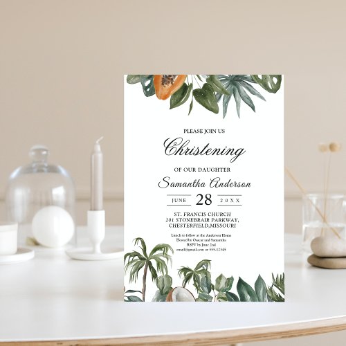 Trendy Tropical Watercolor Green Leaves Invitation