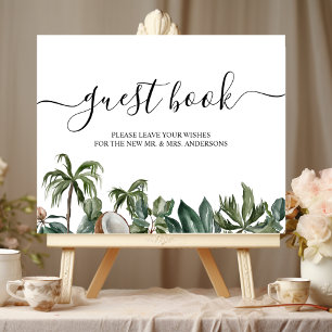 Trendy Tropical Watercolor Green Leaves Poster