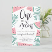 Trendy Tropical Watermelon One In A Melon Birthday Invitation (Standing Front)