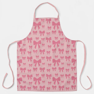 Trendy Tulip Pink Bows Pattern On Boho Chic Pink Apron
