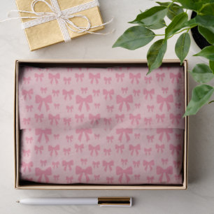 Trendy Tulip Pink Bows Pattern On Boho Chic Pink Tissue Paper