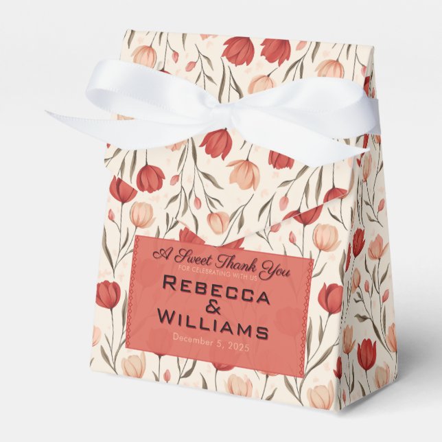 Trendy Tulip Reception Wedding Favor Boxes (Front Side)