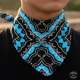 Trendy Turquoise Black Tribal Geometric Aztec Bandana