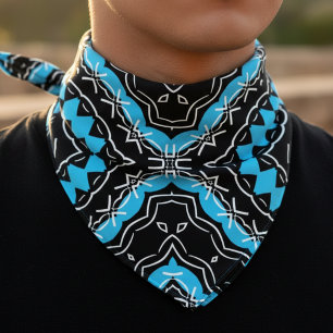 Trendy Turquoise Black Tribal Geometric Aztec Bandana