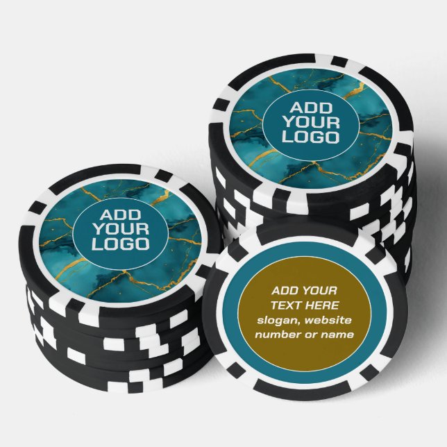 Trendy Turquoise Blue Gold Marble Collection Poker Chips (Stack)