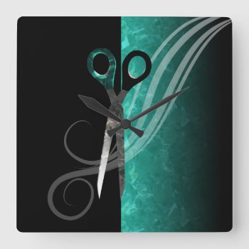 Trendy Turquoise Hair Salon Clock by chandraws at Zazzle