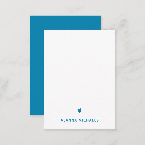 Trendy Turquoise Heart and Name Note Card
