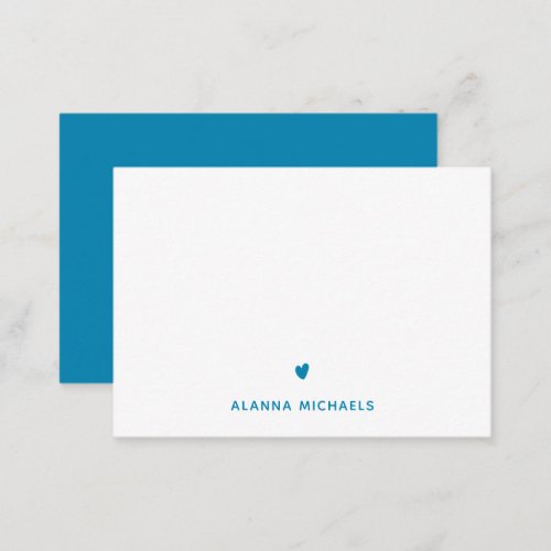 Trendy Turquoise Heart and Name Note Card