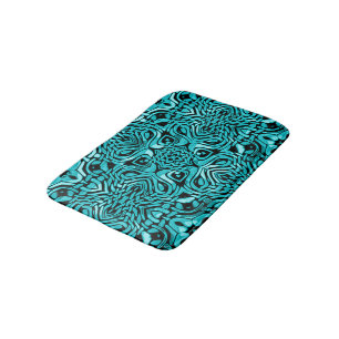 Trendy Turquoise Teal Blue Tribal Art Bathroom Mat