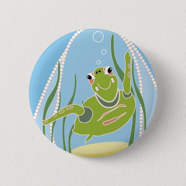 Trendy Turtle Pinback Button (Front)