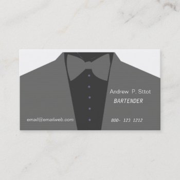 Trendy  Tuxedo Catering Bartender Professional Business Card by 911business at Zazzle