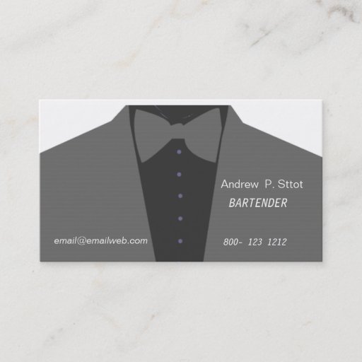 Customizable Catering Bartender Stylish Design Business Card