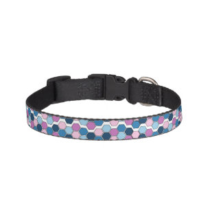 Trendy Twilight City Blue and Pink Hexagon Pattern Pet Collar