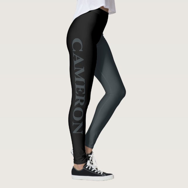 Trendy Two Colors | Name | Black and Gunmetal Leggings (Right)