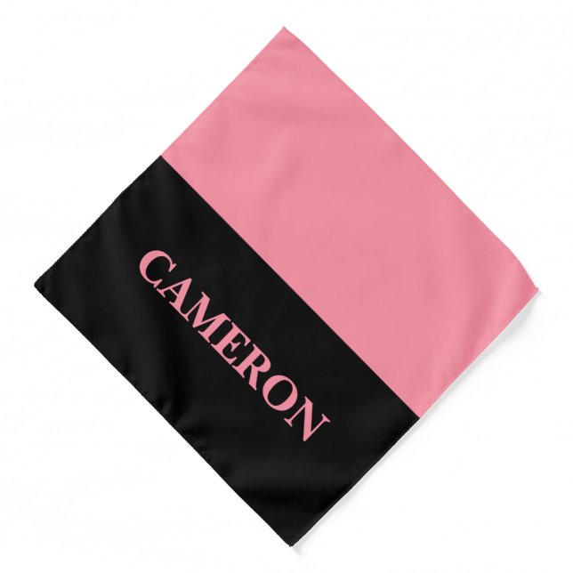 Trendy Two Colors | Name | Black and Salmon Pink Bandana (Front)
